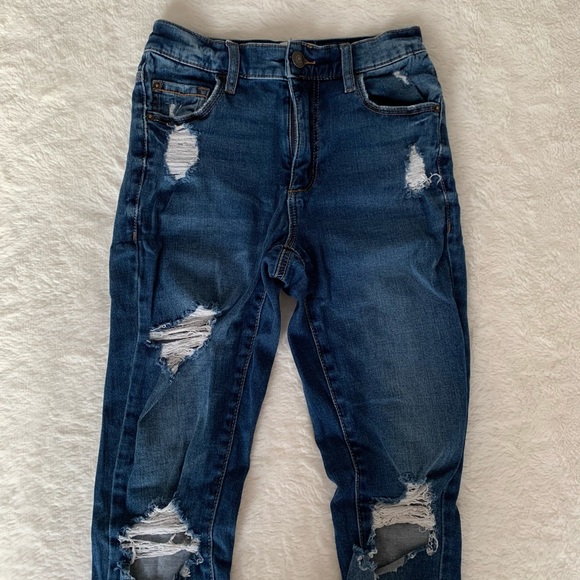 Ripped Dark Wash Garage Jeans - Picture 1 of 4